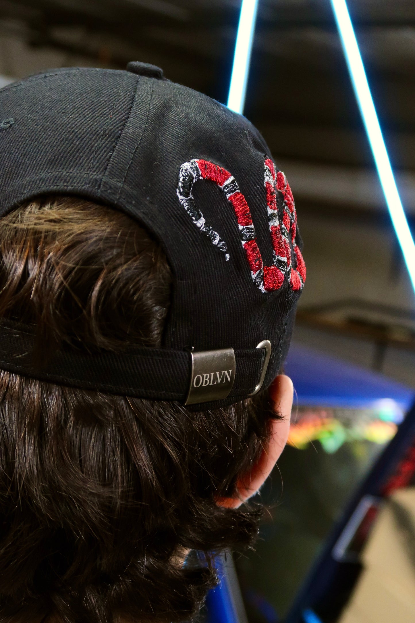 OBLVN Black baseball cap distressed