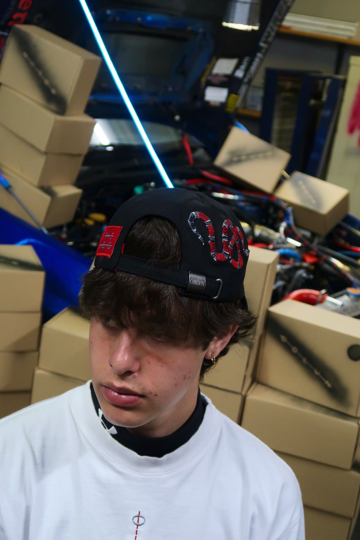 OBLVN Black baseball cap distressed