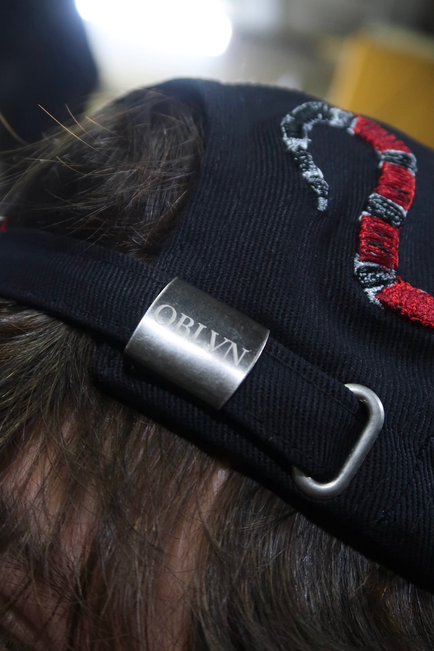 OBLVN Black baseball cap distressed