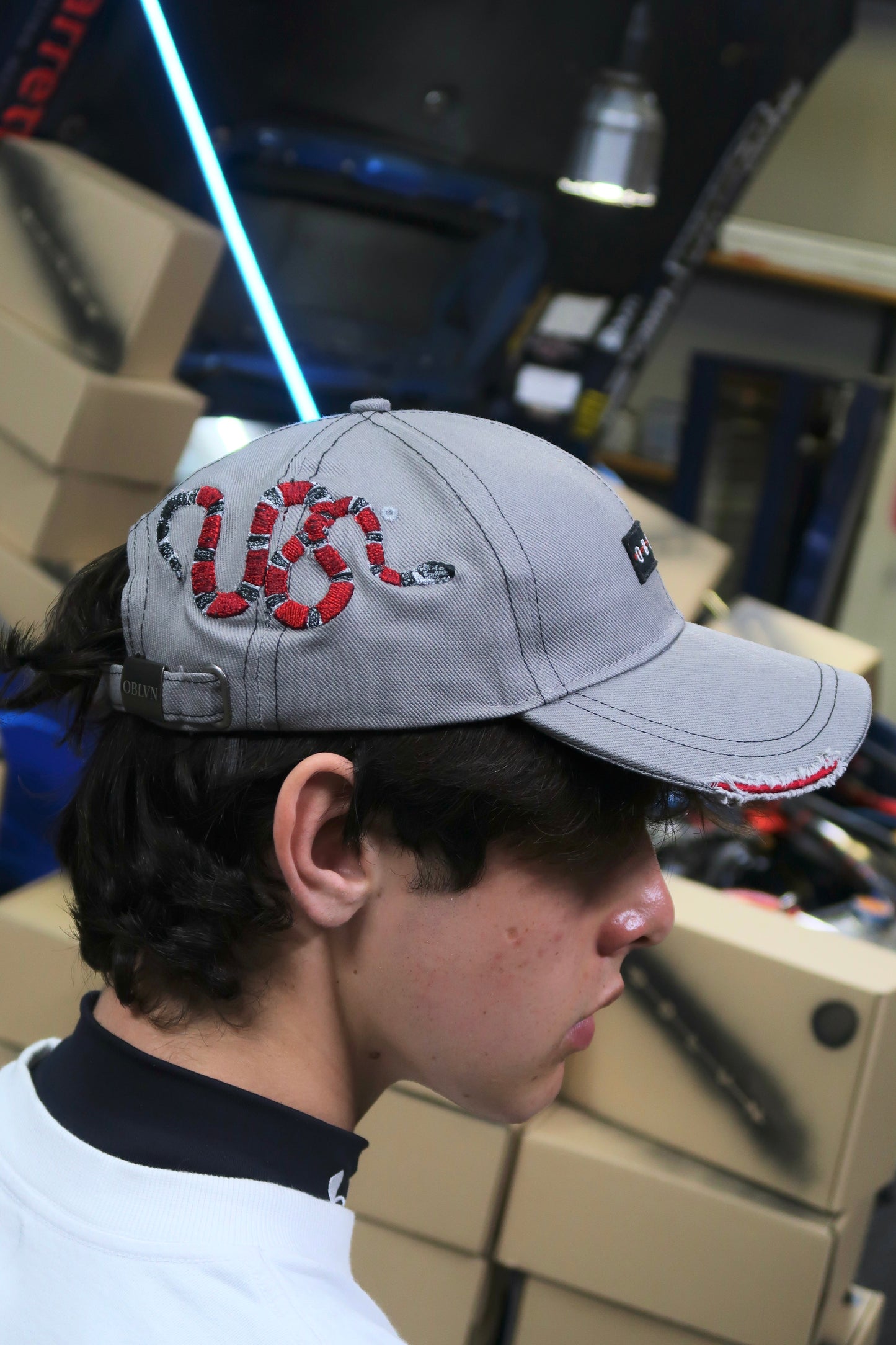 OBLVN Grey baseball cap - distressed