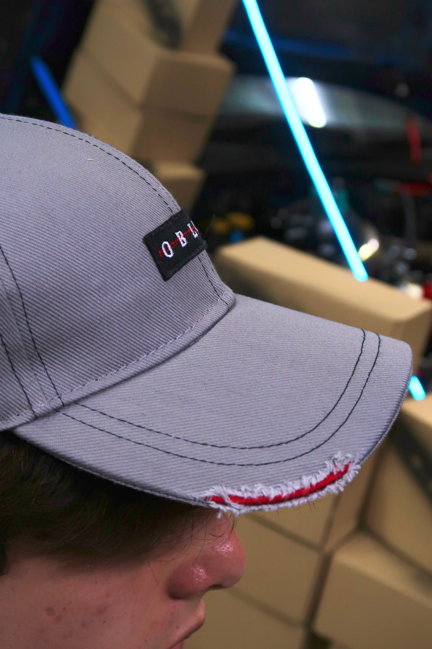 OBLVN Grey baseball cap - distressed